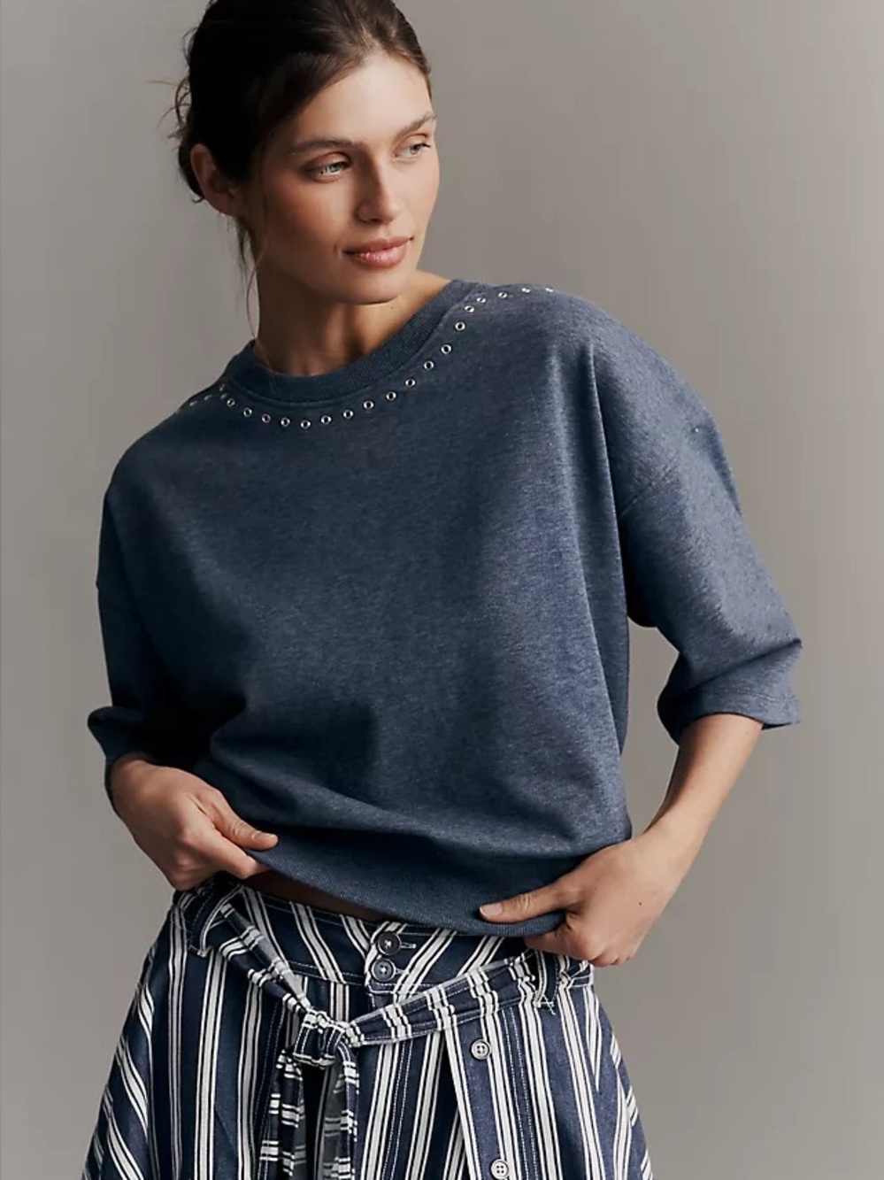 MAEVE Anthropologie 'Jasper Grommet Pullover' (Relaxed) - S Blue